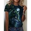 Summer Fashionable Comfortable T-shirt Women's Cute Anima 3D Printed Short Sleeved Round Neck Loose Oversized Soft Slightly Elastic T-shirt