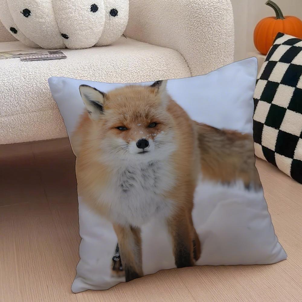 funny foxy photograph Cushion Cover Throw Pillow Cover Hidden Button Durable Polyester Chair Cushion