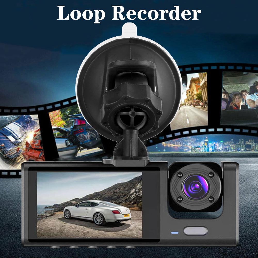 Universal Interior Monitor HD 1080P 12V Auto Accessories 3 Lens Driving Video Recorder 2 Inch Screen Car DVR Dash Cam Rearview Camera