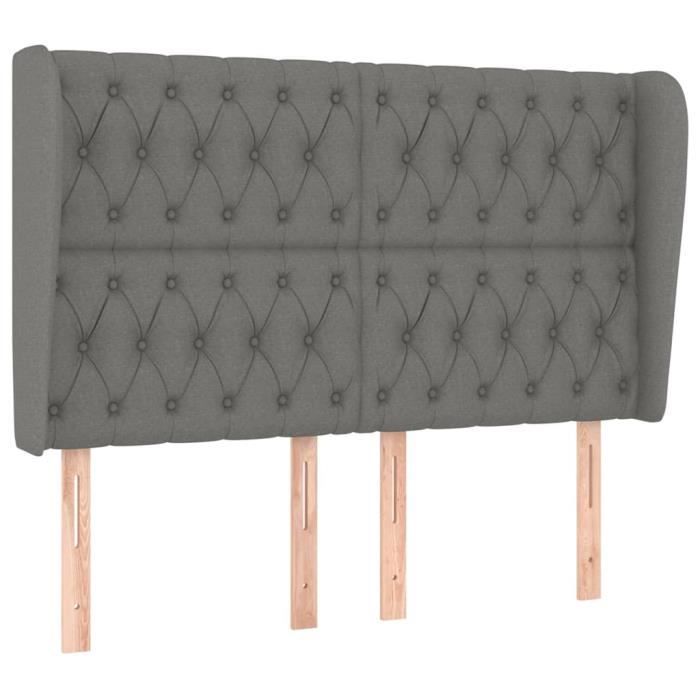 VidaXL Tête de lit avec oreilles Gris foncé 163x23x118-128 cm Tissu3118299