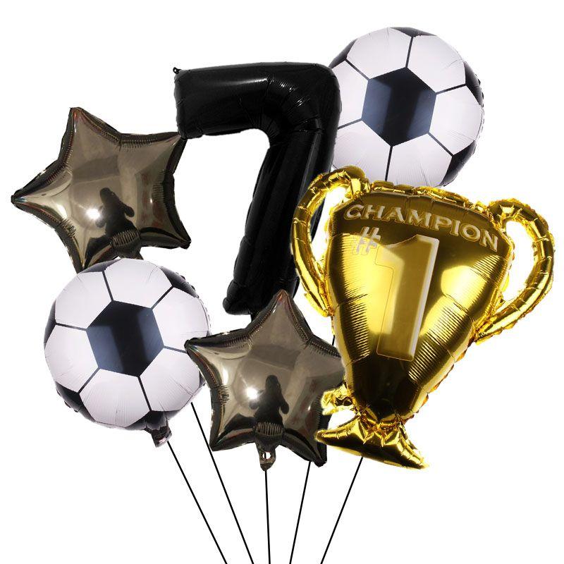 32-inch Digital Football 6-piece Aluminum Film Balloons Set - Birthday Party Gift - World Cup Football Balloons
