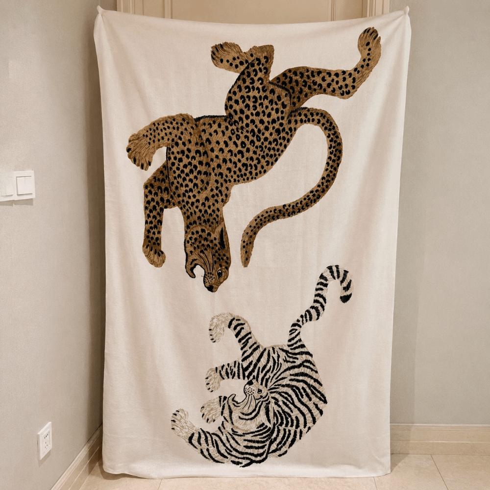 High-End Texture Silk Scarf Leopard Print Fringed Shawl New Leopard Print Scarf  Neck Styling