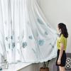 Floral Embroidered Voile Curtains Sheer Light Filtering Privacy Window Treatment for Bay Window Bedroom Partition