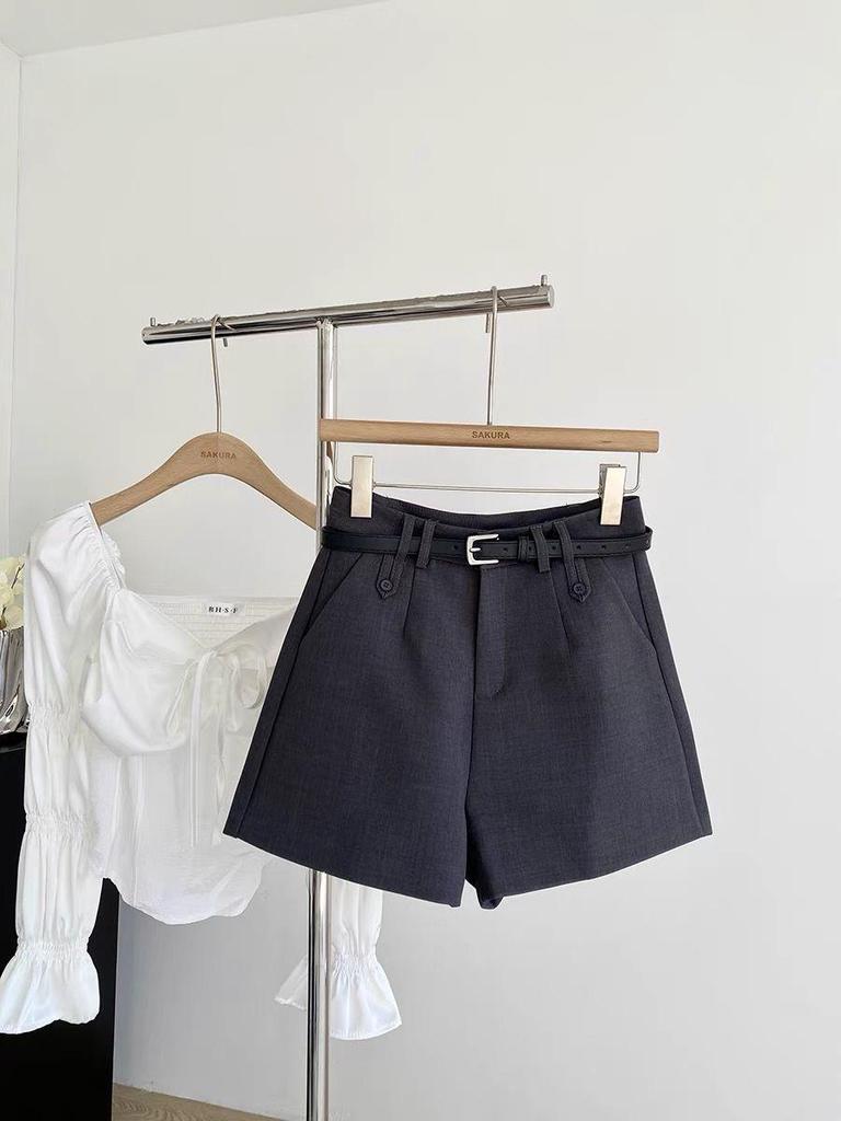 Korean Chic Women's High-Waist A-Line Wide-Leg Boot Shorts