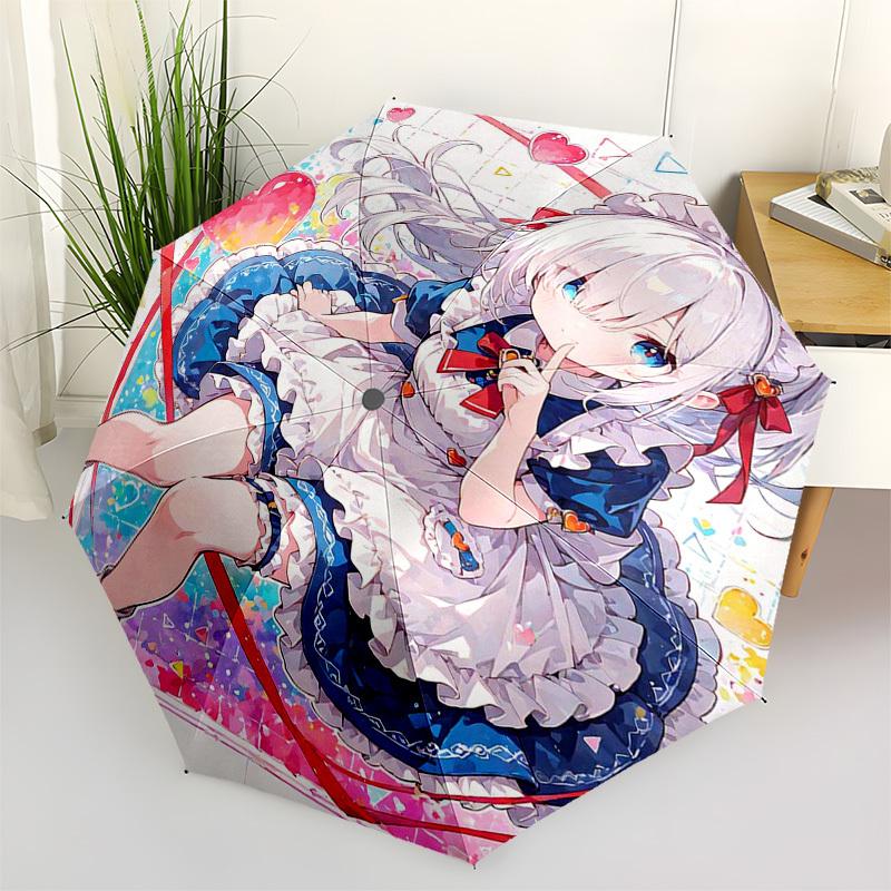 

1pc Anime Character Outdoor Umbrella - Automatic Opening/Closing, Portable 3-Fold Design, 8-Bone Iron Frame, Perfect Gift for Fans, Travelers, Da