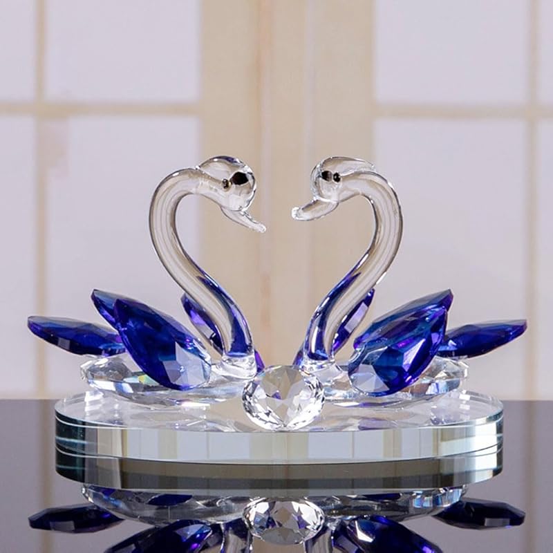 Crystal Figurines Swan Decor, Crystal Swan Figurine Collection Table Centerpiece Ornament, Crystal Collectible Figurines for Christmas, Birthday,
