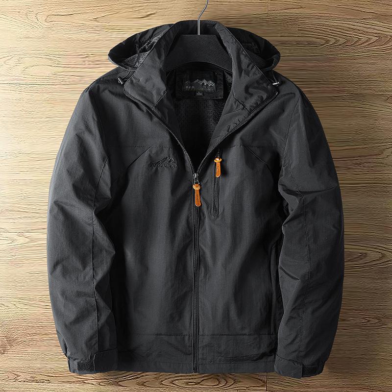 Men's Spring & Autumn Lightweight Windproof Waterproof Jacket with Detachable Hood