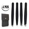 4Pcs Tweezers Set - Professional Stainless Steel Tweezers for Eyebrows - Great Precision for Facial Hair, Splinter and Ingrown