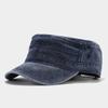 British Navy Retro Washed Vintage Flat Top Baseball Cap Unisex Military Training Short Brim Sunshade Solid Color Plain Hat