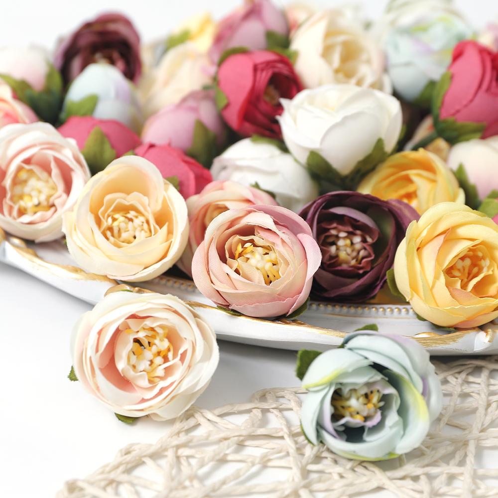 10/20Pcs Small Stamen Rose Artificial Flower Head Fake Flower for Home Decor Bride Clothing Craft Gift Garland Wedding Decoratio