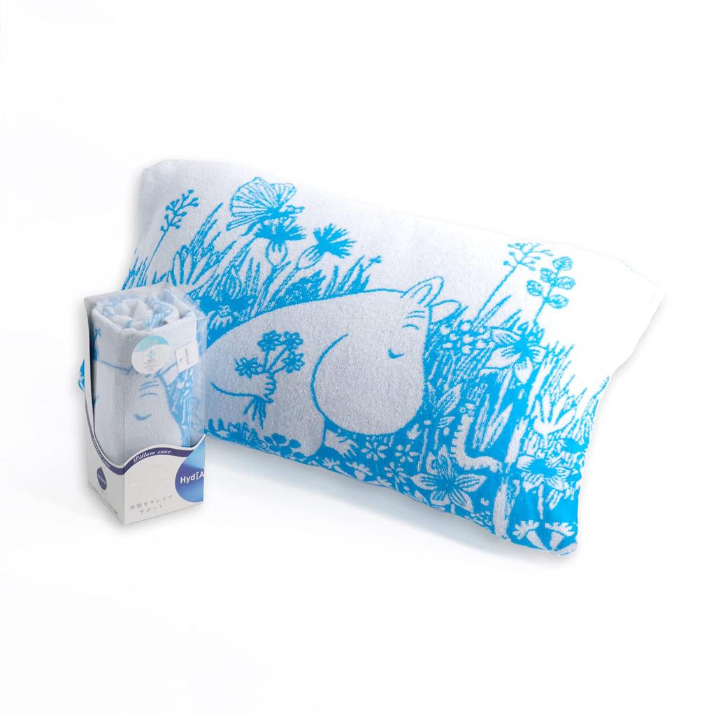 Towel Museum Moomin Flower Garden Moomin Hydro Silver Titanium Antibacterial and Odor 64 X 34cm Pillowcase, Blue, Coating, Resistant, 47-8167280,