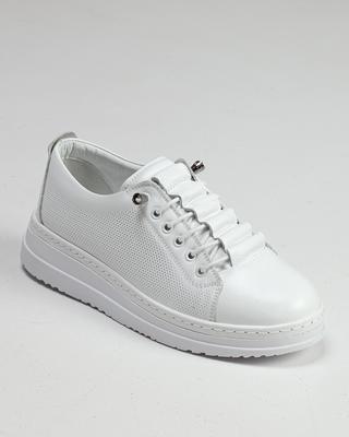 Damen-Sneaker 3500 36 aus weißem Leder mit Perforation