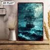 Vintage Nautical Metal Wall Art, Old Sailing Ship Pirate Decor, Home Wall Decor