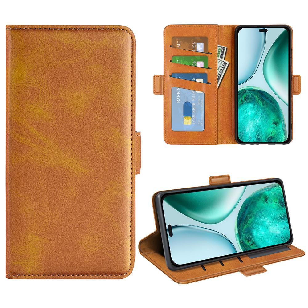 

For Honor X8c 4G Case Calf Texture Leather Wallet Phone Cover Yellow