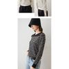 Striped long-sleeve knit top for women, 2026 spring and autumn new style, short Korean version, loose casual inner sweater