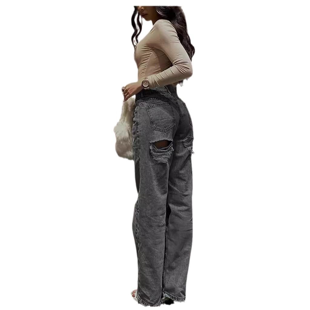 High-Waisted Ripped Slim-Fit Fashion Jeans for Women