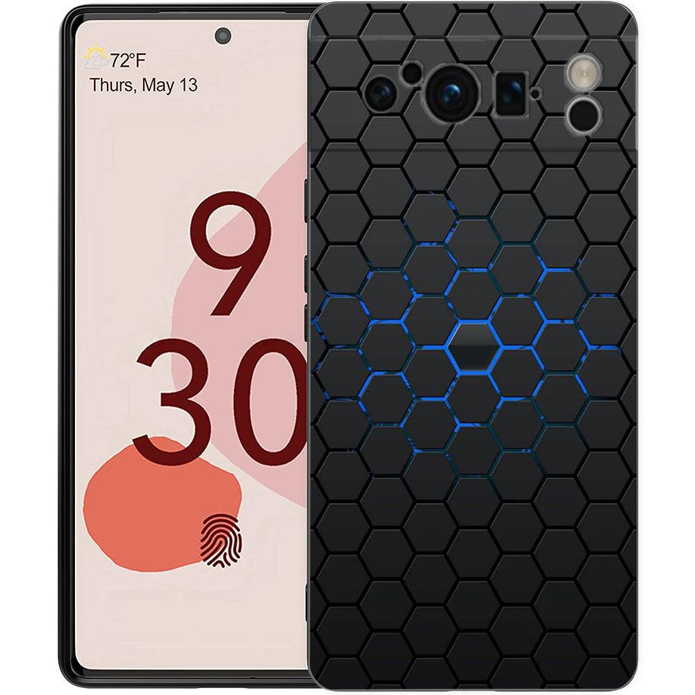 Luxury Phone Case For Google Pixel 10 9 8 9A 8A 7 7A 6 Pro XL 6A 5G Black Soft Back TPU Cover Honeycomb Pattern