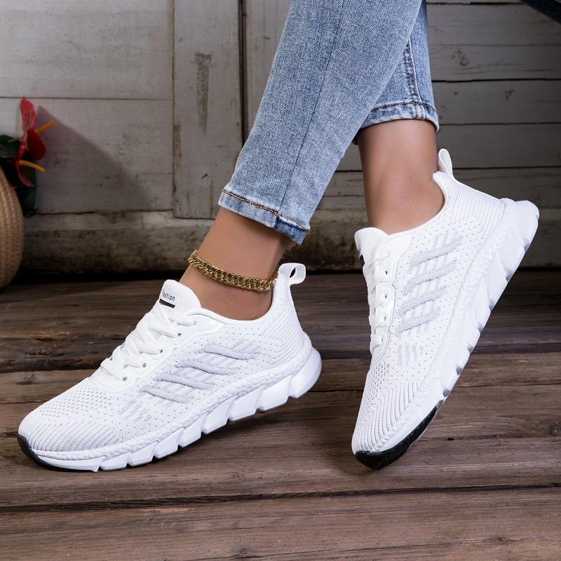 Women Sneakers All-match Light Flying-Woven Sport Running Shoes Cushion Gym Fashion Shoes Non Slip Casual Walking Tennis Shoes