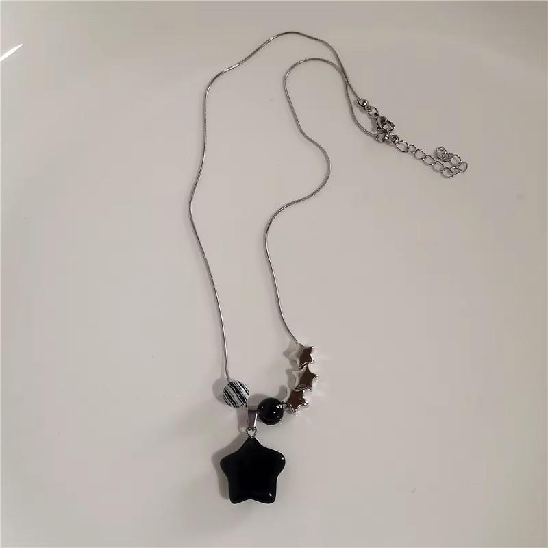 Kpop Fashion Star Pentagram Pendant Y2K Beaded Choker Necklace For Women Men Aesthetic Jewelry Punk Hip Hop Grunge Accessories