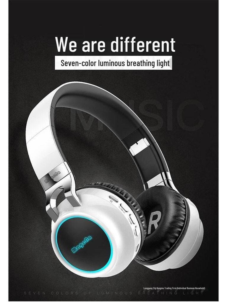 Luminous Over-Ear Wireless Bluetooth Headphones with Heavy Bass for Mobile, Computer, Sports, Music, and Gaming.