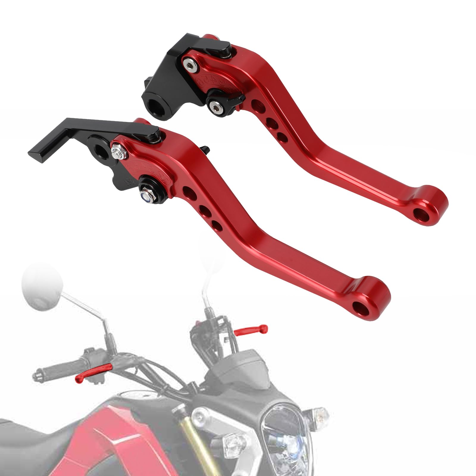 

IUVWISN Мотоциклетные тормозные рычаги сцепления, поворотный комплект рычагов, регулируемые ЧПУ GROM MSX 125 14-24 GROM CBR300R CB500X/F/R красный