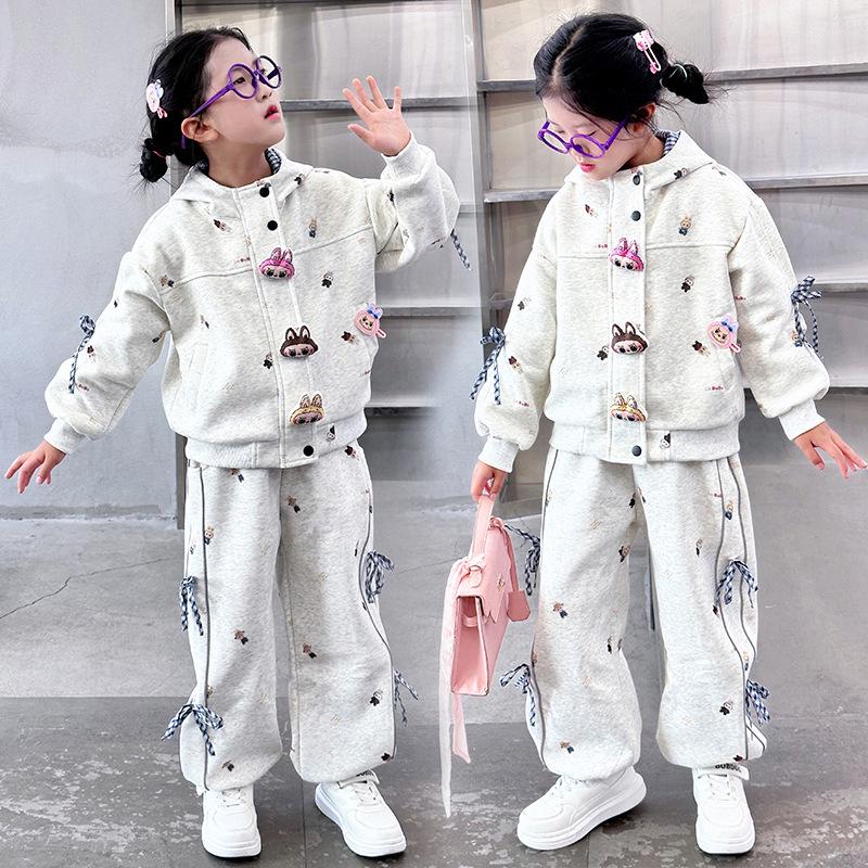 Dívčí set oblečení v korejském stylu na jaro a podzim 2025 - Trendy a ležérní pro střední a velké děti