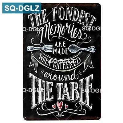 SQDGLZ Hand Painted KITCHEN Metal Sign Bar Wall Decor Tin Sign Vintage Home Decor Painting Plaques Art Blackboard Poster
