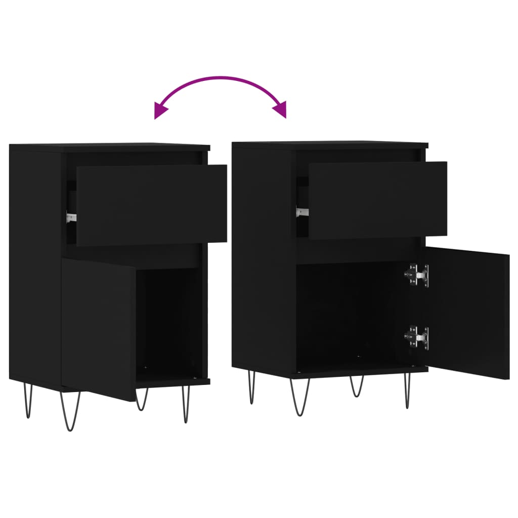 Sideboards 2 pcs Black 40 x 35 x 70 cm Engineered Wood