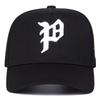Unisex Gothic P Embroidery Adjustable Personality Baseball Hat Street Hip-hop Caps Spring Autumn Outdoor Leisure Hats Travel Accessories for Women Men