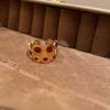Vintage Red Drip Glazed Heart Rings for Women Girl Elegant Fashion Enamel Multi Layered Open Ring Statement Wedding Jewelry Gift