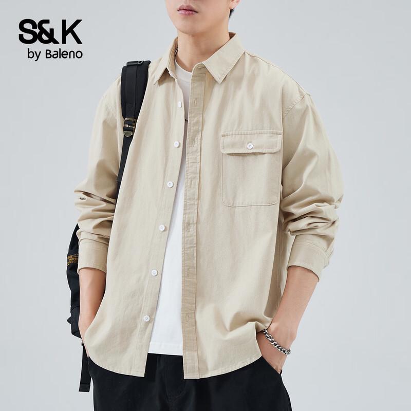 Baleno S&K Men's American Loose Fit Cotton Long-Sleeve Work Shirt