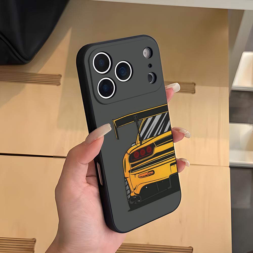 Japanese JDM Drift Car Phone Case For IPhone 17 Air 16 E Pro Max 15 14 13 Mini 12 Pro 11 Max Plus Black Soft Shell iPhone 14 Plus