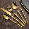 6/30pcs Golden Waist Knife, Fork and Spoon Stainless Steel Tableware Set Dessert Fork and Spoon Steak Knife, Fork and Spoon