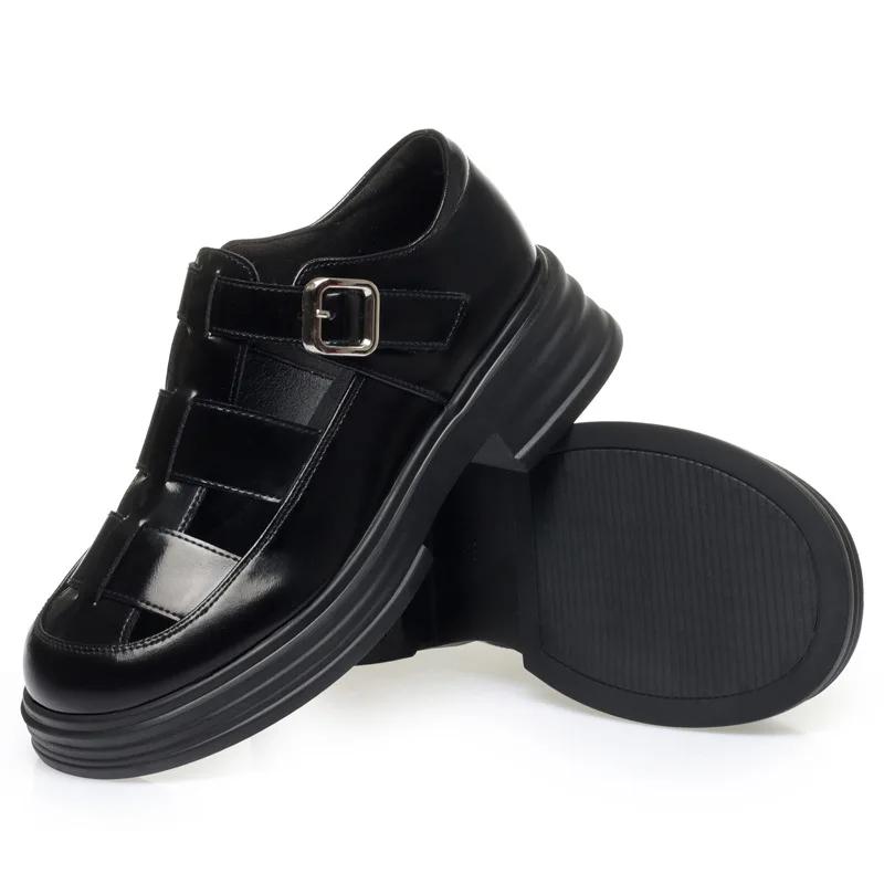 

3,5 см Универсальные Удобные Туфли на Толстой Платформе Женские Лето 2025 Средний Квадратный Каблук Гладиаторские Сандалии Офис Пляж Мама 40