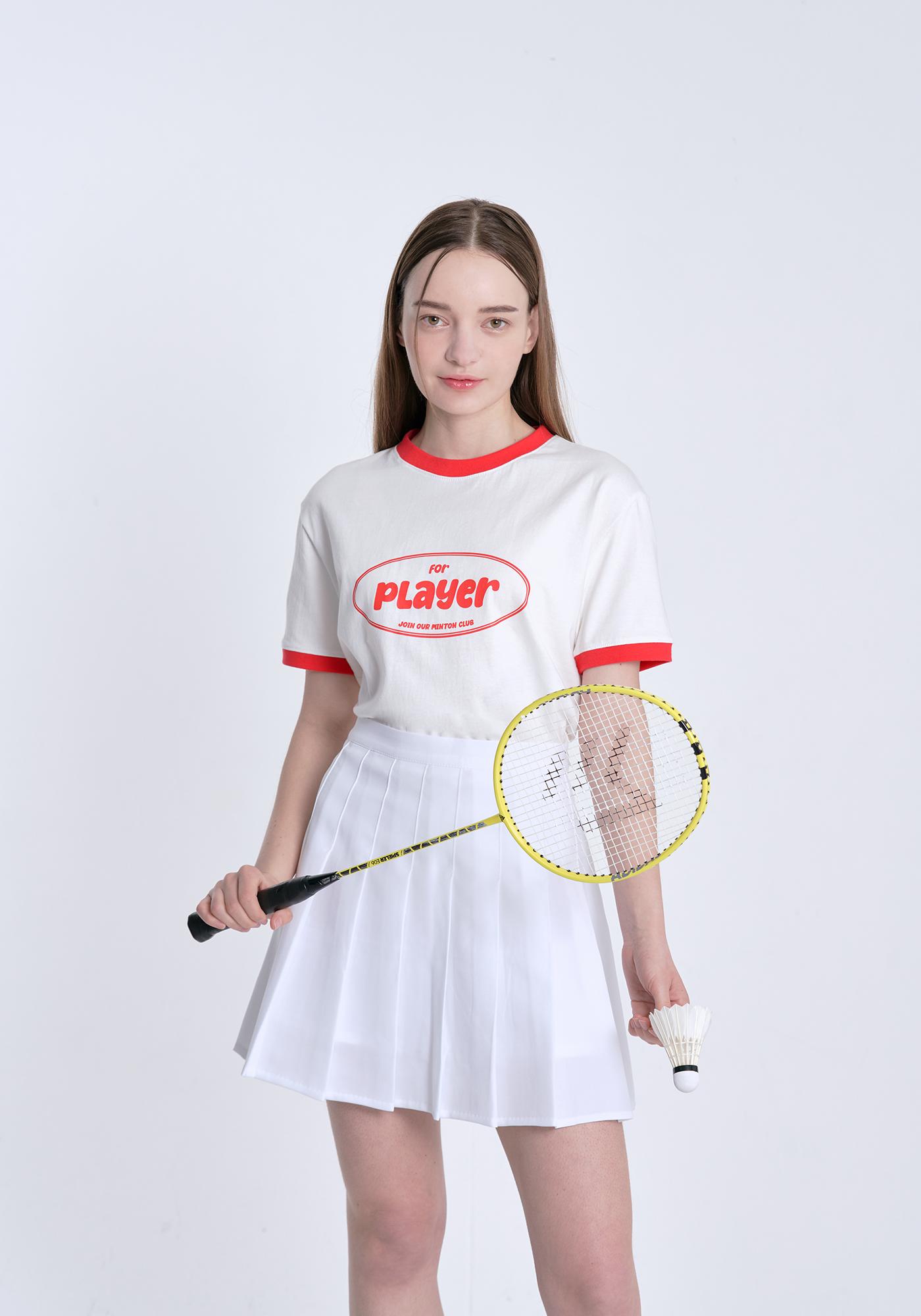 Mestari Badminton Player Ring-T Color Block Elastic Waist Short Sleeve T-Shirt Ct3008 White L