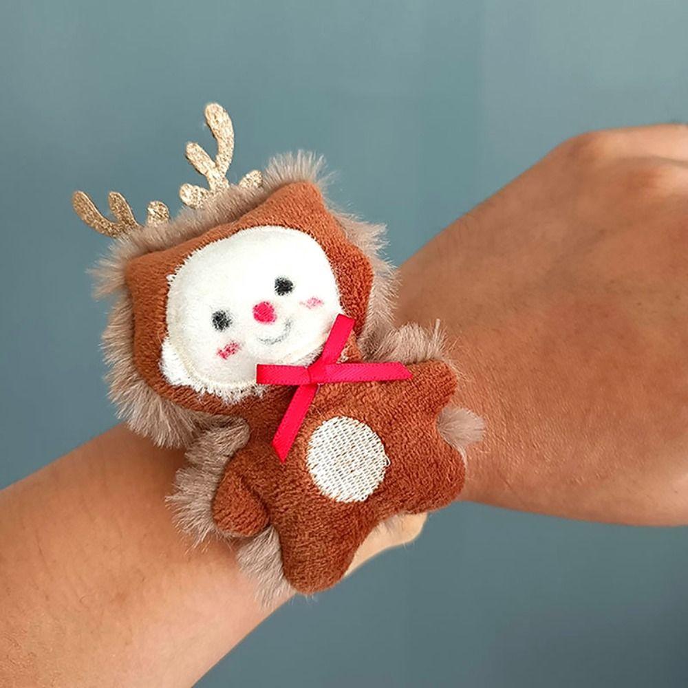 Snowman Santa Wristband With Clap Circle Elk Slap Bracelets Christmas Gifts