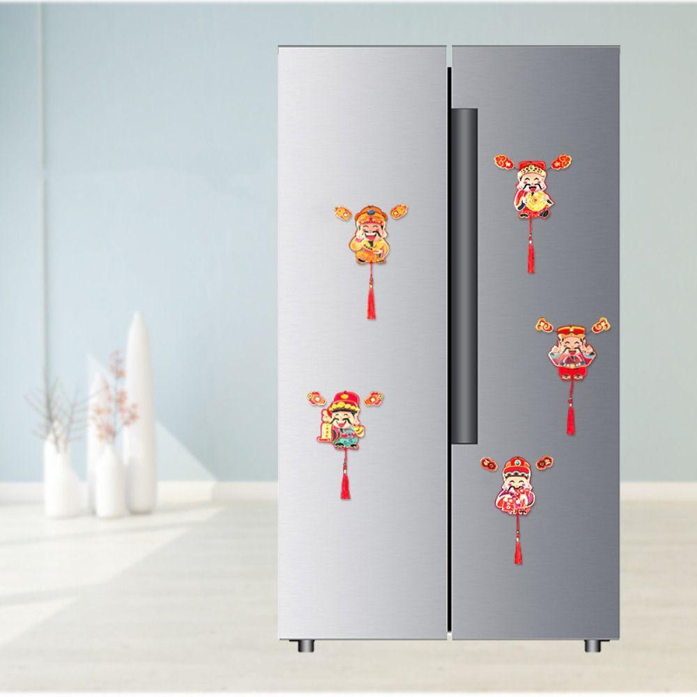 Spring Ears God of Wealth Fridge Magnets Art Paper New Year Fridge Stickers  New Year's Eve