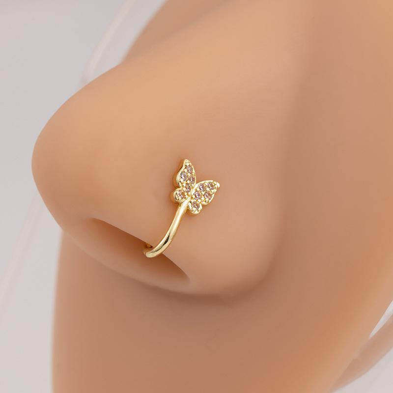 No Perforation Nose Ring Simple Gold Silver U-Shaped Nose Clip Butterfly Love Snowflake Diamond Nose Decoration Cartilage Clip