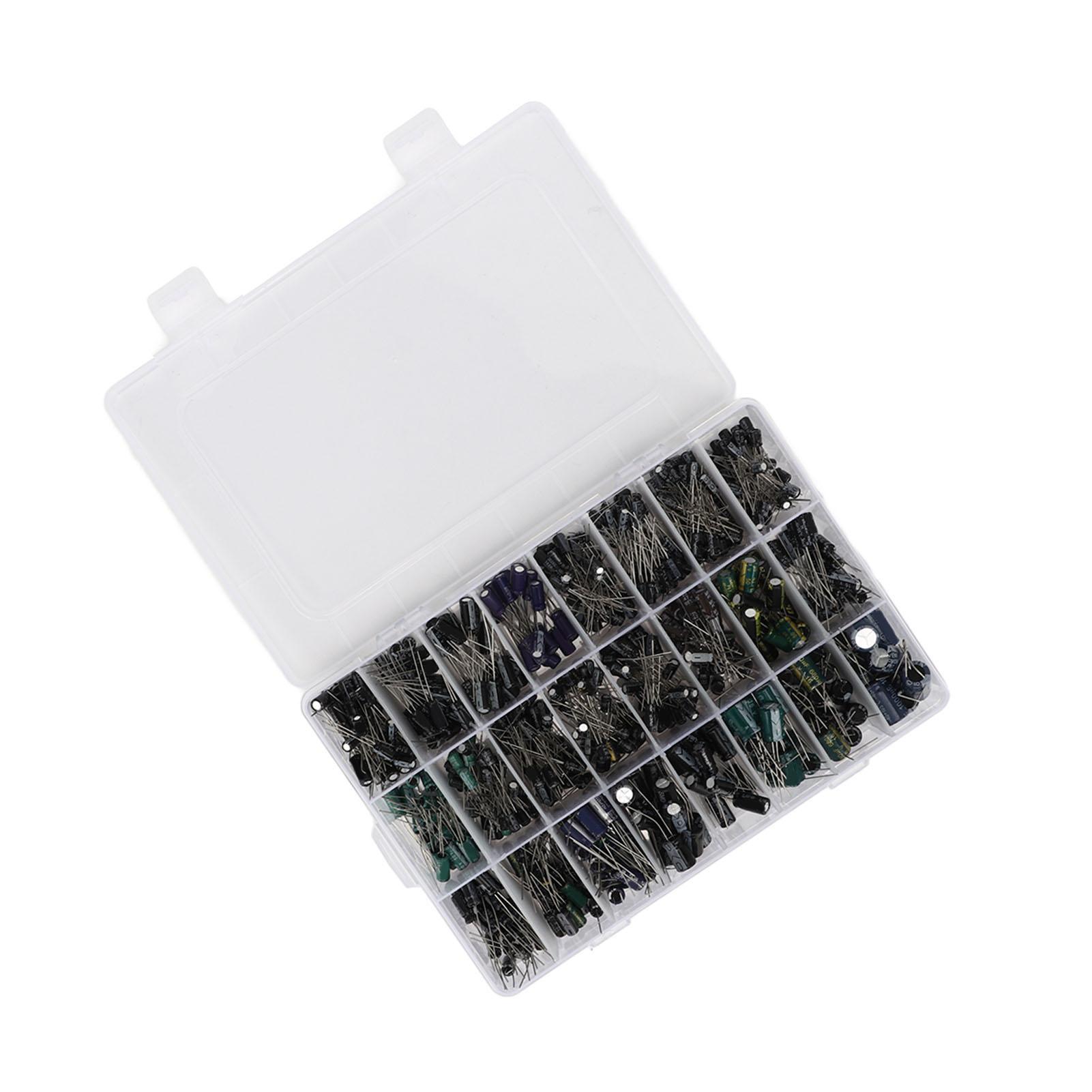 

630 шт. 24 номінали Електролітичний конденсатор 0,1 мкФ до 1000 мкФ Асортимент алюмінієвих електролітичних конденсаторів