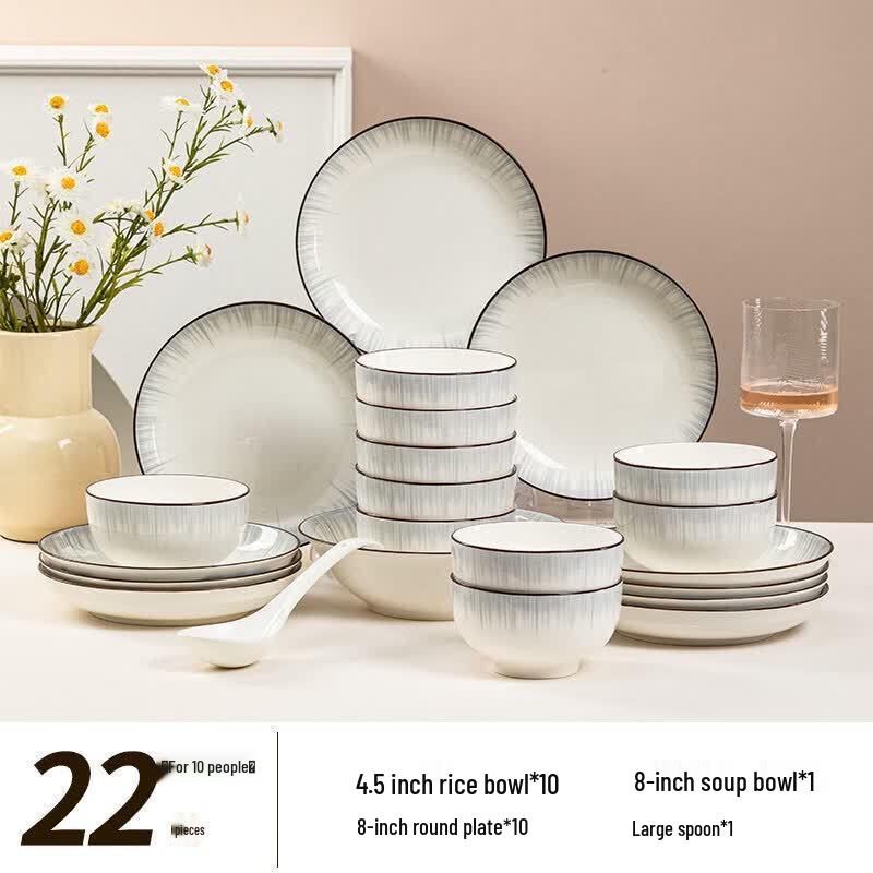 Qiwei Cream Style 2-Person Ceramic Dinnerware Set