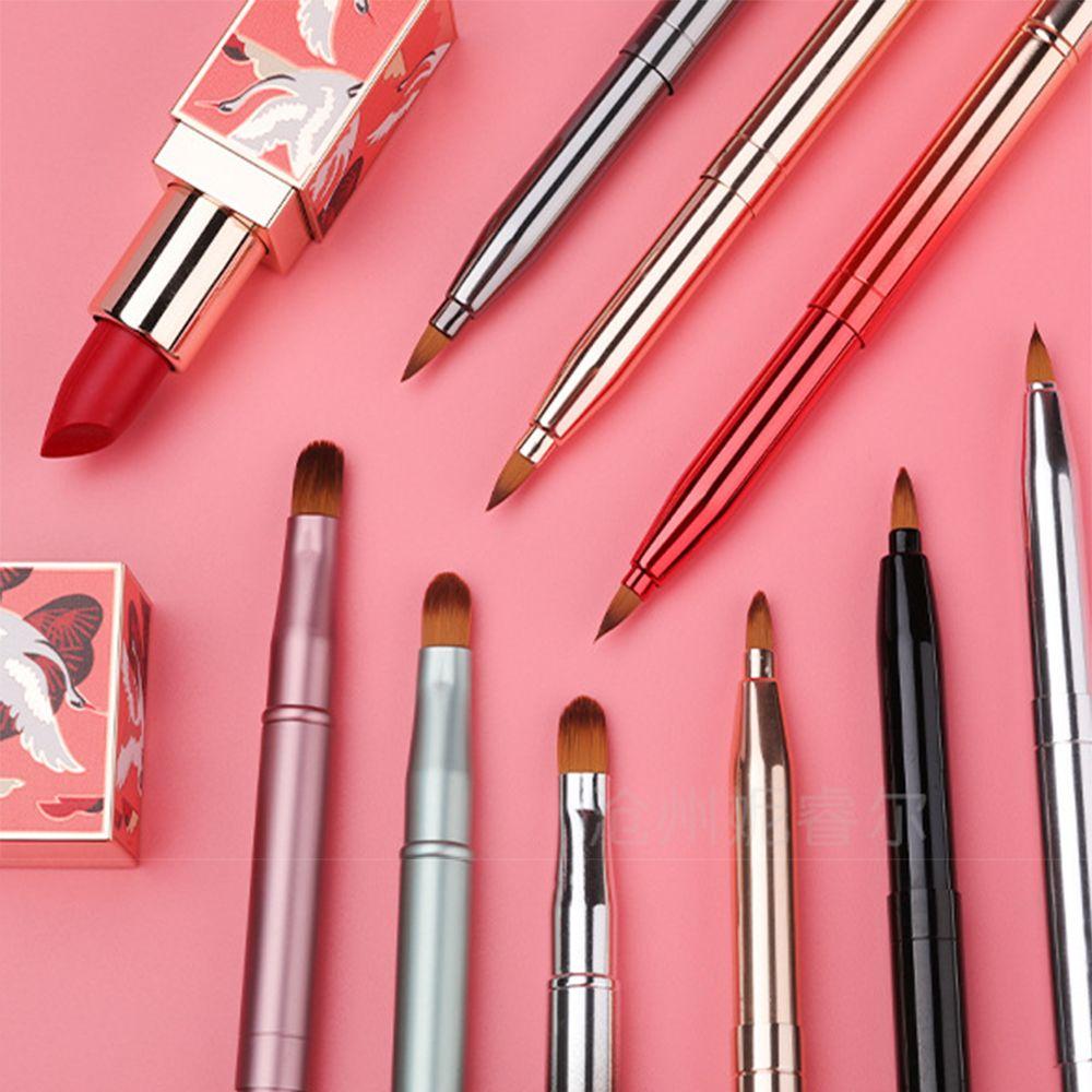 Portable Dustproof Make Up Tool Double Head Retractable Lip Gloss Wands Lipstick Applicators Lip Brush Cosmetic Brush
