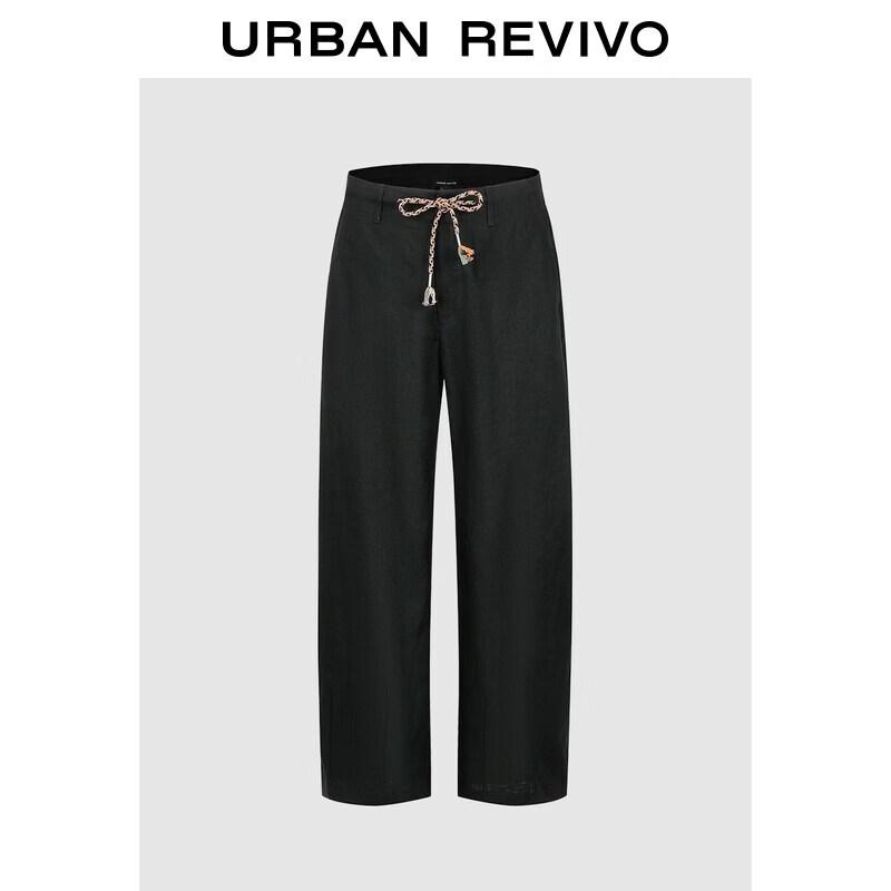 

Men s Casual Tassel Lace-Up Curved Hem Pants 31