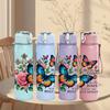 1PC Cross Rose Butterfly Faith Pattern 750ml Color Plastic Sports Water Bottle Leakproof Flip Straw Lid Suitable for Sports Office Home Use