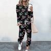 High-End Fashion Sports Sweater Set Women'S Autumn Loose Casual Long-Sleeved Printed Top Bundle Leg Pants Two-Piece Set