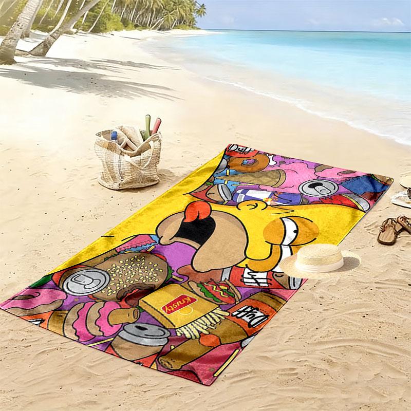 Homer Simpson Art Print Beach Towel, Large Soft Quick Dry Towel for Beach Camping Swimming