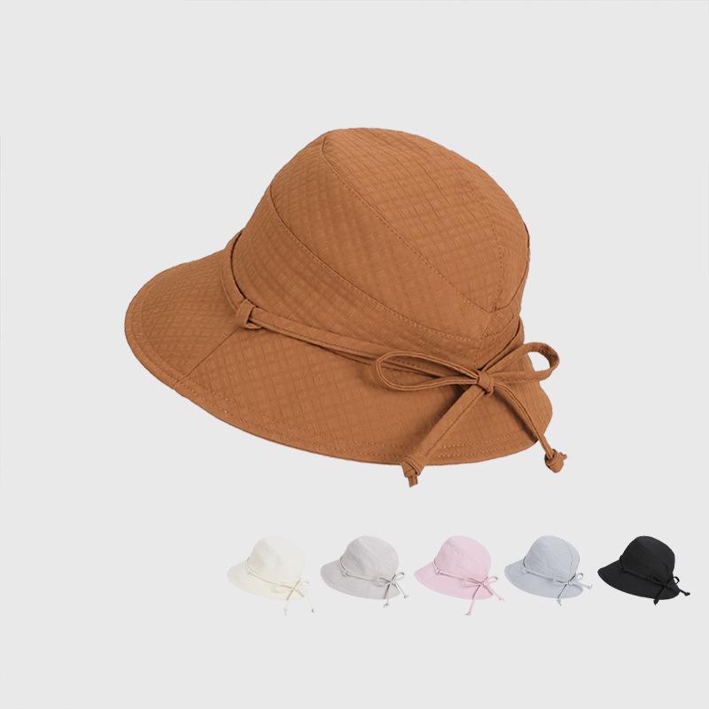 Summer Outdoor Travel Sun Protection Hat Women's Bow Fisherman Hat Big Brim Basin Hat