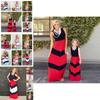 Oszałamiająca Sukienka Maxi w Pasy Niebiesko-Czerwone Color-blocking dla Kobiet i Dzieci