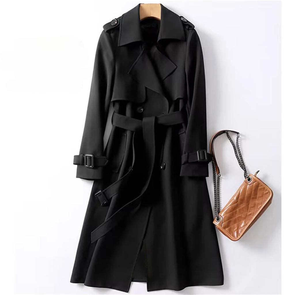 Mode Frauen Gürtel Trenchcoat Britischen Stil Herbst Winter Revers Jacke Lässig Elegante Mittellange Mäntel Weibliche Dünne Windschutz