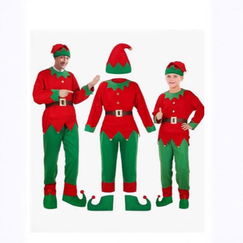 Christmas Kids Elf Costume Set Boy Velvet Funny Elf Dress Up Christmas Costume