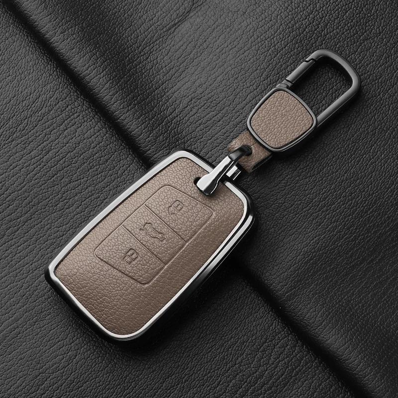 Metal And Leather Car Key Case Cover For Vw Volkswagen Passat B8 Cc Arteon Magotan Gte Skoda Fabia Superb A7 Kodiaq